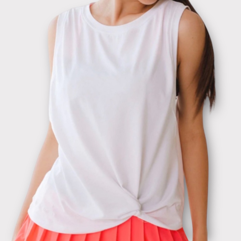Albion x Kelsey Wells Women’s Top Small Muscle Tank Twist Knot Front Sporty